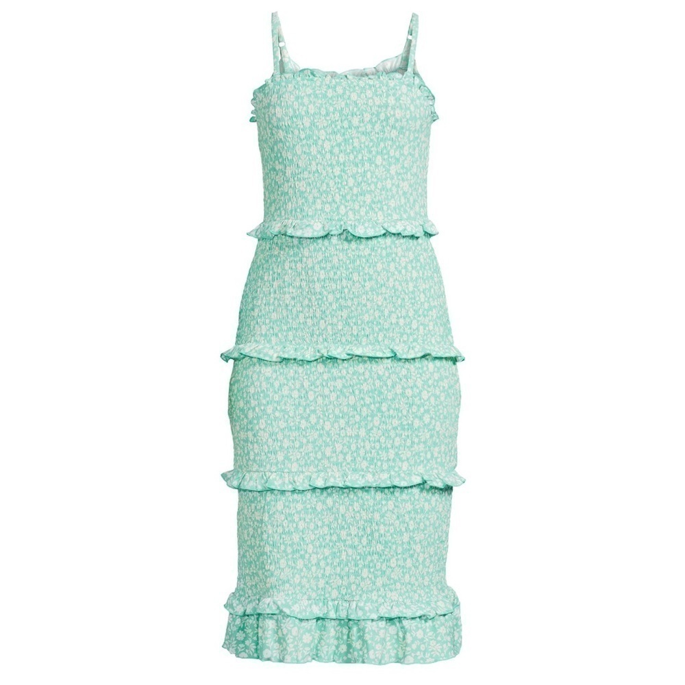 No Boundaries Juniors Fully Smocked Dress with Ruffles